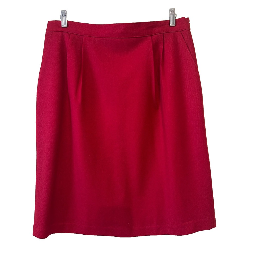 Vintage Sag Harbor Wool Red Pleated Skirt Preppy Academia Pockets Size 18 NWOT